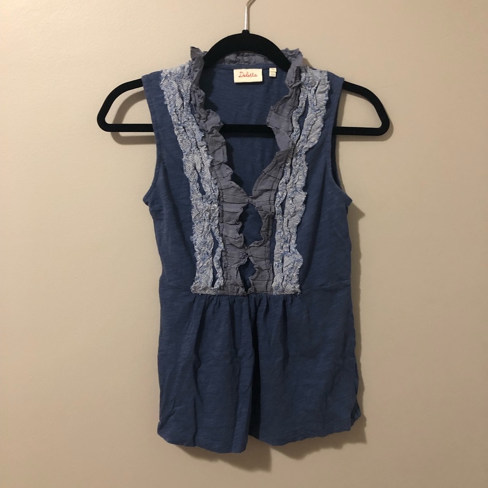 Anthropologie Deletta ruffle lyra sleeveless top